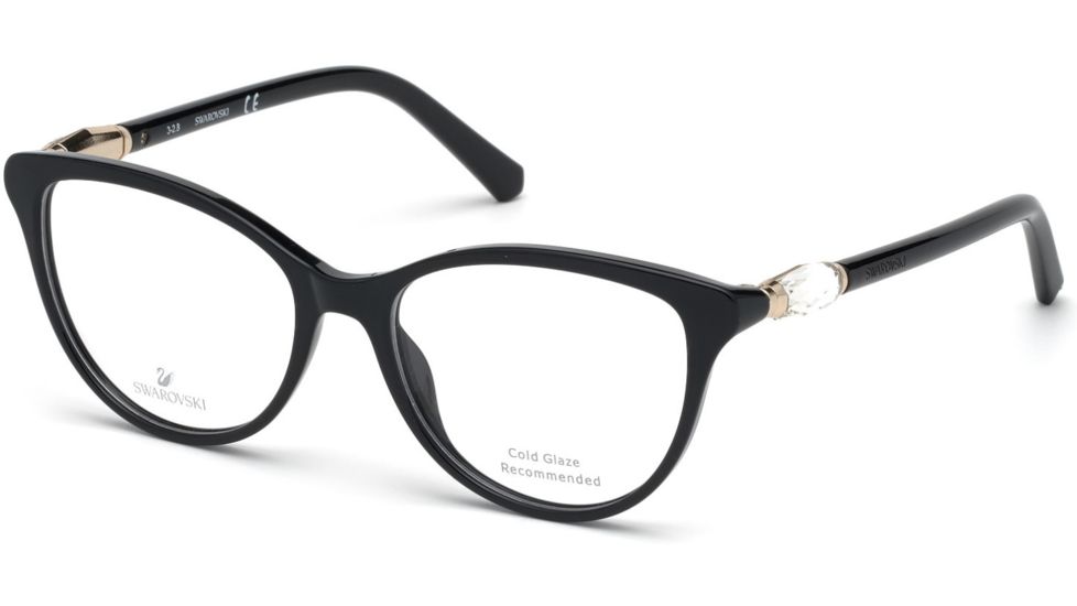 Swarovski SK5311-F Progressive Prescription Eyeglasses - Shiny Black Frame, Shiny Black Lenses, 52 mm Lens Diameter SK5311-F52001