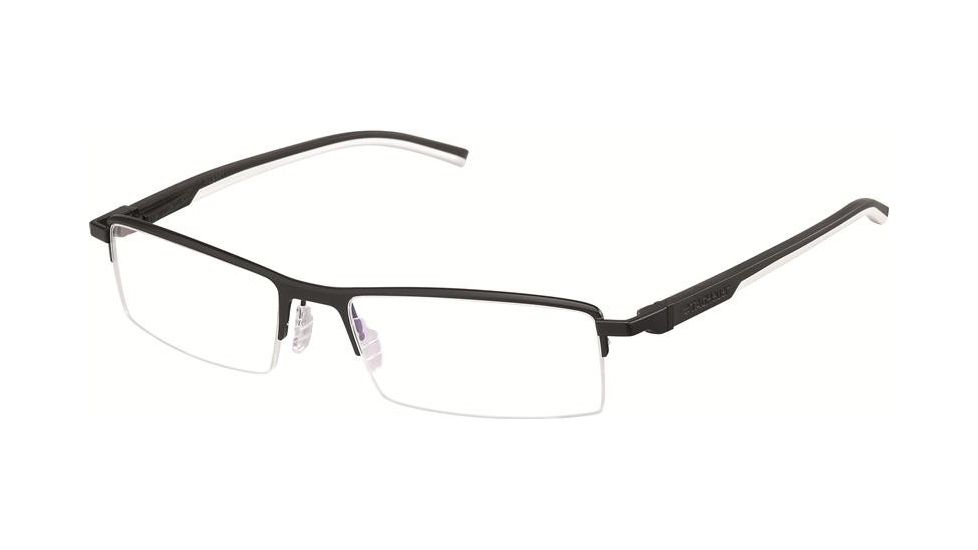 Tag Heuer 0821 Bifocal Prescription Eyeglasses, Matte Black Frame - Black/White Temples Frame, Clear Lens-0821-011BI