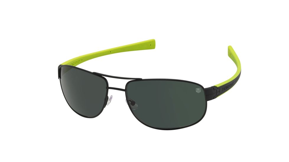 Tag Heuer LRS 0252 Sunglasses - Matte Black Frame - Black/Anise Green Temples,Polarized Precision Green Lens-0252-309