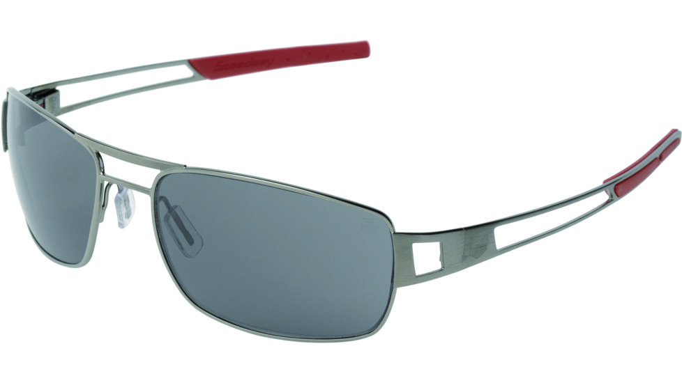 Tag Heuer Speedway Sunglasses, Dark Frame/Red Temples, Grey Outdoor Lens 0203-102