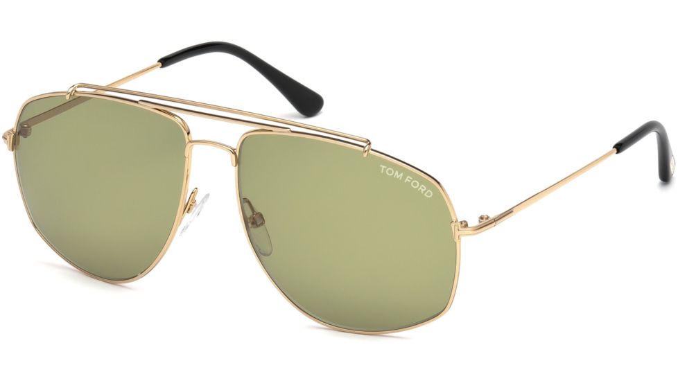 Tom Ford FT0496 Sunglasses - Shiny Rose Gold Frame Color, Green Lens Color