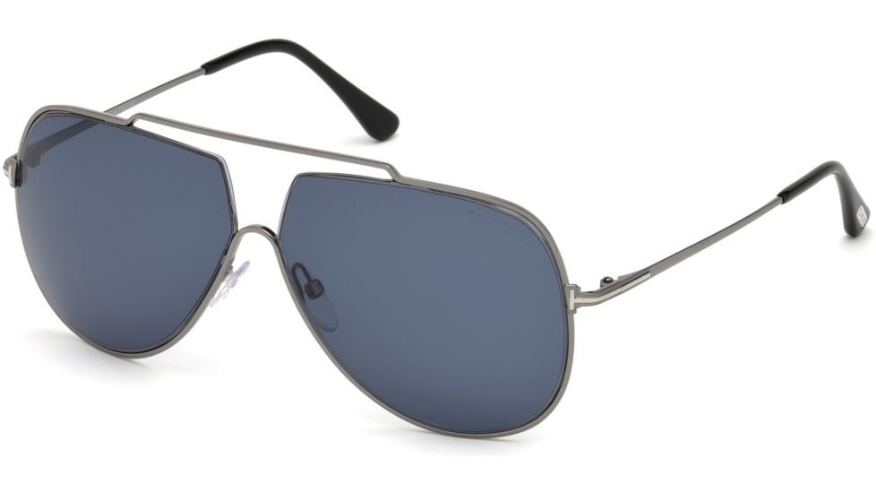Tom Ford FT0586 Sunglasses - Shiny Dark Ruthenium Frame Color, Blue Lens Color