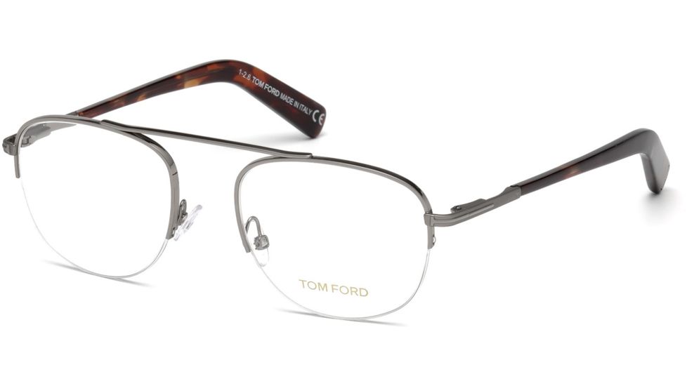 Tom Ford FT5450 Eyeglass Frames - Shiny Dark Ruthenium Frame Color, Shiny Dark Ruthenium Lens Color