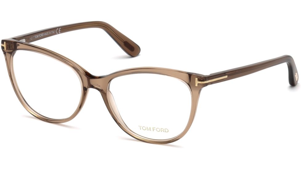Tom Ford FT5513 Eyeglass Frames - Shiny Light Brown Frame Color