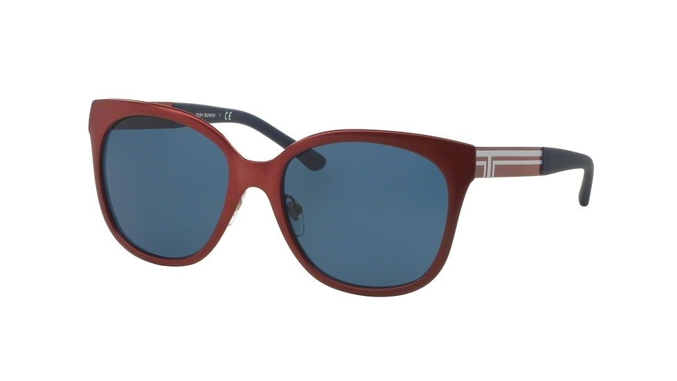 Tory Burch TY6045 Sunglasses 312380-55 - Matte Red Frame, Dark Blue Solid Lenses
