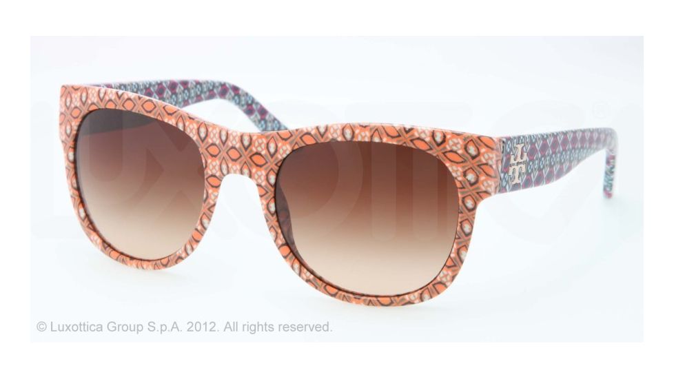 Tory Burch TY9026 Sunglasses 121813-55 - Orange Geometric Multicolor Frame, Brown Gradient Lenses