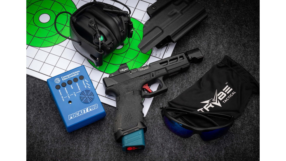 TRYBE Tactical Universal Fit Safety Glasses, Adjustable Wire Core Temples and Nose Piece, Blue Mirror Lens, Black, UFSG-BLM