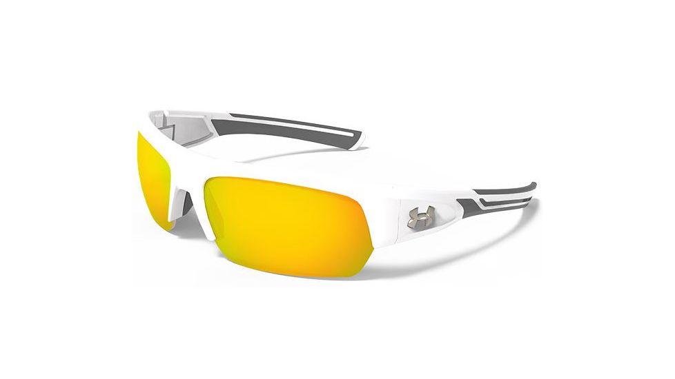 Under Armour Big Shot Sunglasses, Shiny White/Gray Frame,Orange Multiflection Lens U8600085-100941