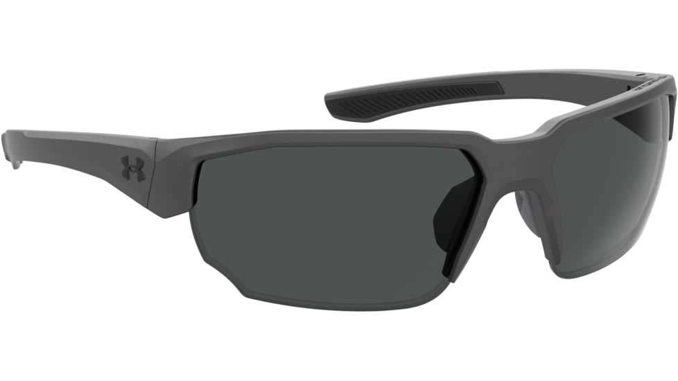 Under Armour Blitzing Sunglasses with Shiny Jet Grey Frame and Grey Lens, Medium, UA0012S R6S-IR