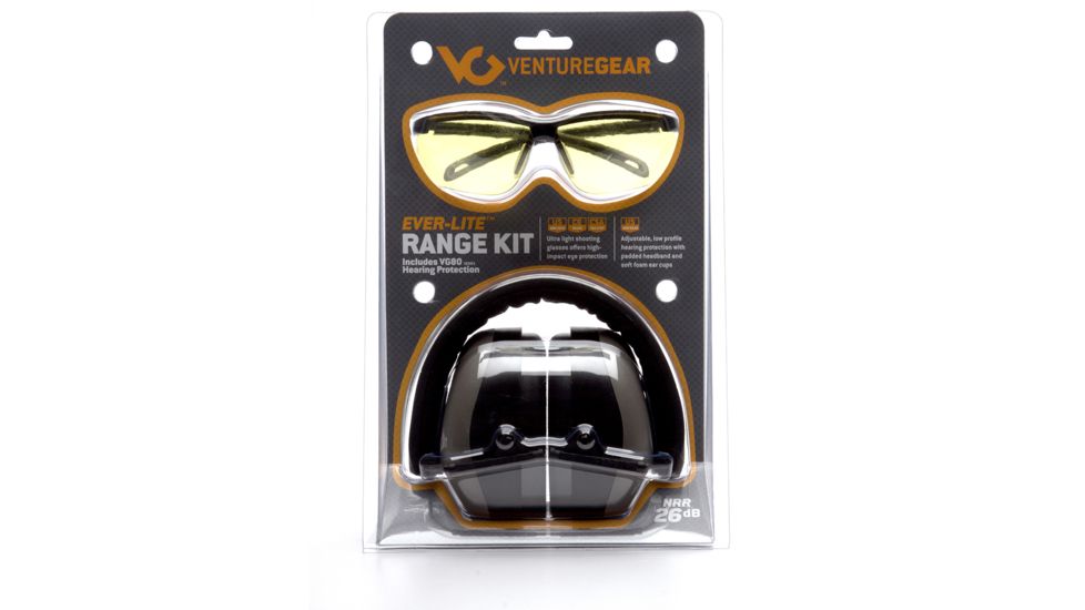 Venture Gear Ever-Lite Range Kit, PM8010 Earmuff, Ever-Lite Black Frame and Amber Lens Glasses VGCOMBO8630