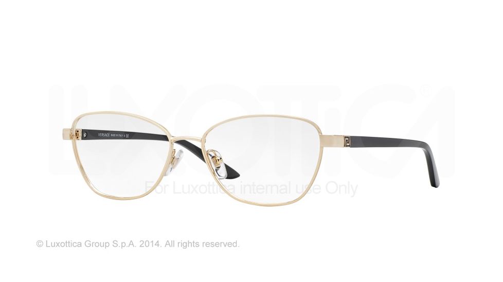 Versace VE1221 Single Vision Prescription Eyeglasses 1002-52 - Gold Frame
