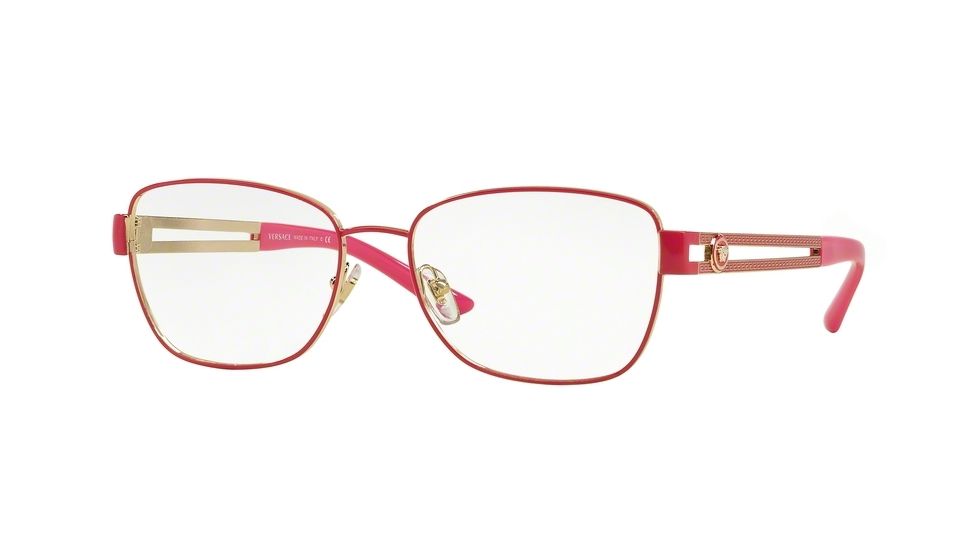 Versace VE1234 Single Vision Prescription Eyeglasses 1370-52 - Pale Gold/fuxia Frame