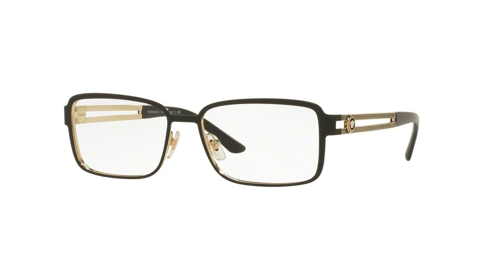 Versace VE1236 Eyeglass Frames 1377-55 - Matte Black/Pale Gold Frame