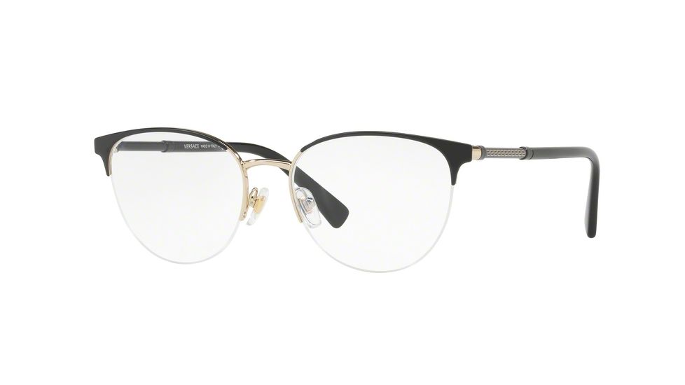Versace VE1247 Progressive Prescription Eyeglasses 1252-52 - Black/pale Gold Frame