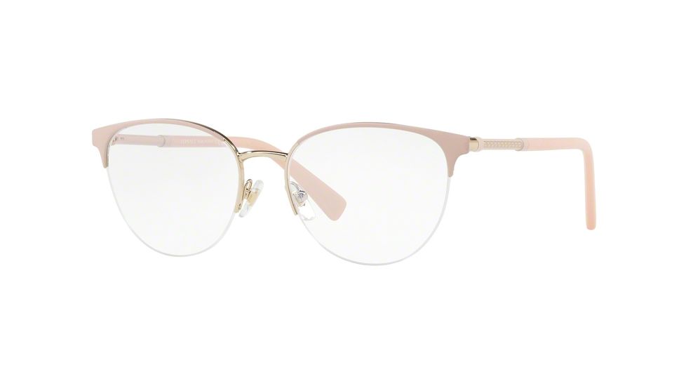 Versace VE1247 Progressive Prescription Eyeglasses 1407-52 - Matte Pink/pale Gold Frame
