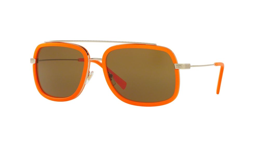 Versace VE2173 Sunglasses 138973-60 - Pale Gold/fluo Orange Frame, Brown Lenses