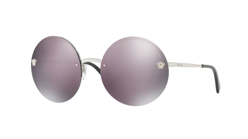 Versace VE2176 Sunglasses 10005R-59 - Silver Frame, Dark Grey Mirror Pink Lenses