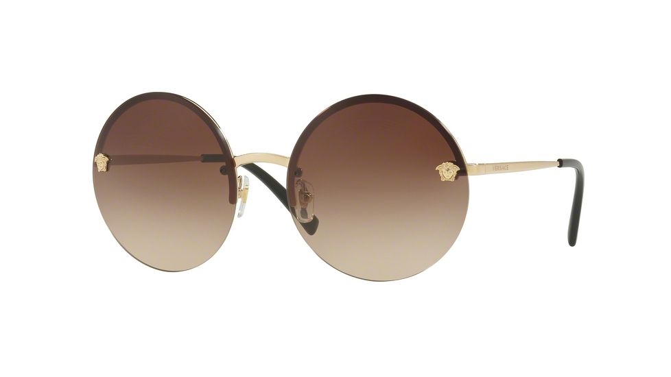 Versace VE2176 Sunglasses 125213-59 - Pale Gold Frame, Brown Gradient Lenses