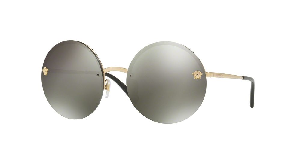 Versace VE2176 Sunglasses 12524T-59 - Pale Gold Frame, Dark Grey Mirror Light Gold Lenses