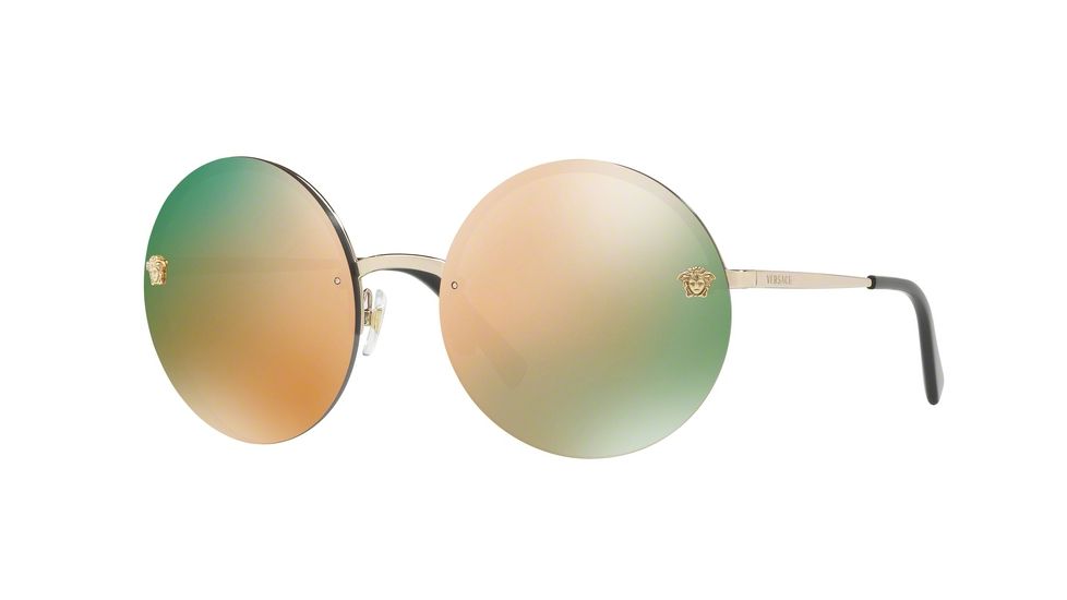 Versace VE2176 Sunglasses 12524Z-59 - Pale Gold Frame, Grey Mirror Rose Gold Lenses