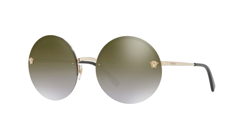 Versace VE2176 Sunglasses 12526U-59 - Pale Gold Frame, Brown Grad Mirror Gold Lenses