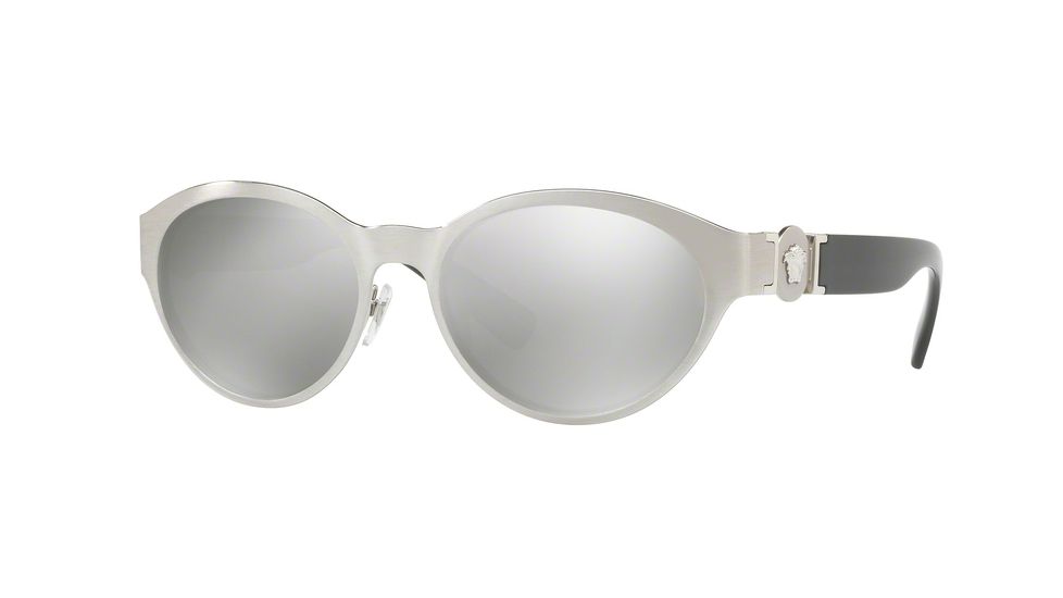 Versace VE2179 Single Vision Prescription Sunglasses VE2179-12666G-55 - Lens Diameter 55 mm, Frame Color Brushed Silver