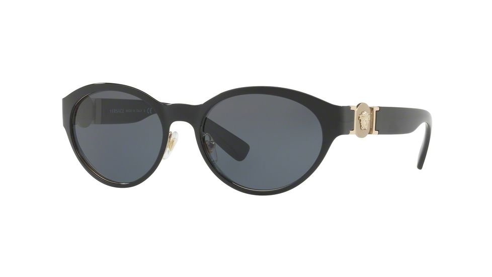 Versace VE2179 Single Vision Prescription Sunglasses VE2179-129187-55 - Lens Diameter 55 mm, Frame Color Black/pale Gold
