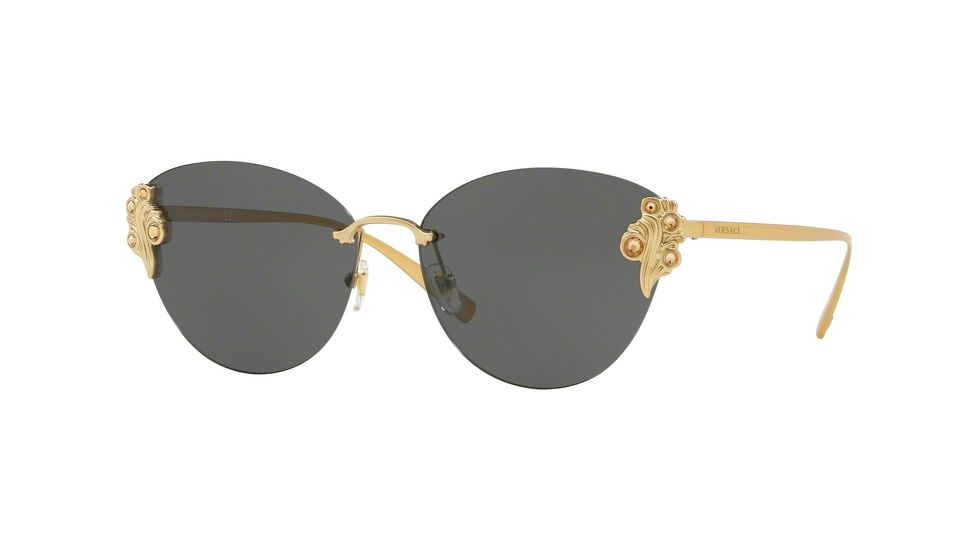 Versace VE2196B Sunglasses 142887-58 - Tribute Gold Frame, Grey Lenses