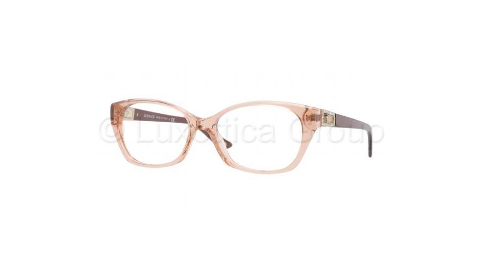 Versace VE3170B Single Vision Prescription Eyeglasses 772-5216 - Brown Transparent Frame
