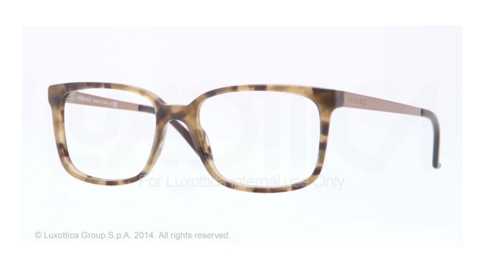 Versace VE3182 Bifocal Prescription Eyeglasses 5078-53 - Dark Green Havana Sand Frame