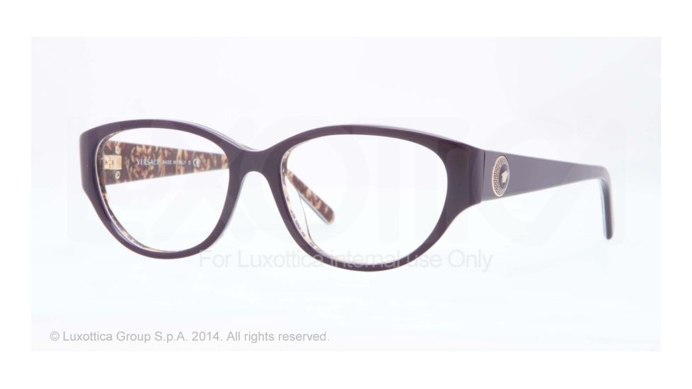Versace VE3183 Single Vision Prescription Eyeglasses 5084-52 - Eggplant/baroque Frame