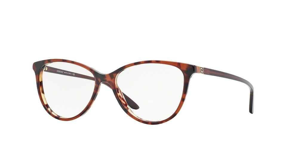 Versace VE3194 Single Vision Prescription Eyeglasses 5077-52 - Amber Havana/havana Frame