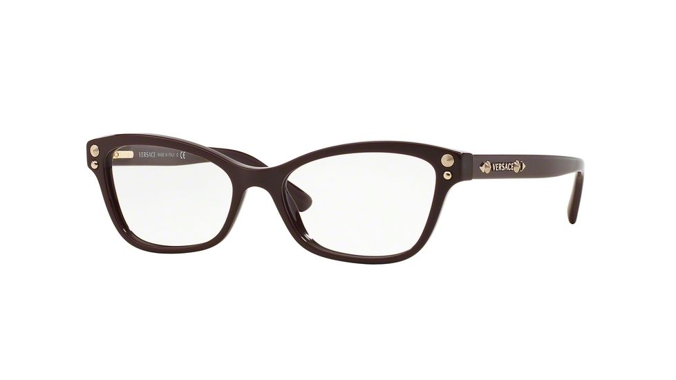 Versace VE3208A Single Vision Prescription Eyeglasses 5105-54 - Bordeaux Frame