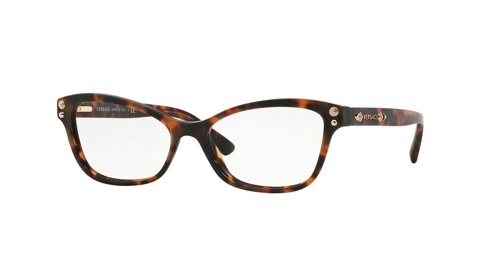 Versace VE3208A Single Vision Prescription Eyeglasses 5133-54 - Matte Havana Frame