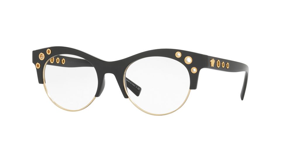 Versace VE3232 Progressive Prescription Eyeglasses GB1-52 - Black Frame