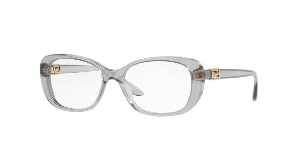 Versace VE3234B Single Vision Prescription Eyeglasses 593-53 - Transparent Gray Frame