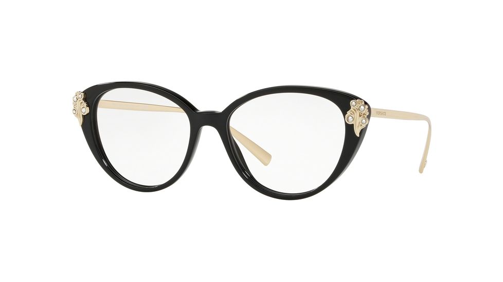 Versace VE3262BA Prescription Eyeglasses, 54mm, Black, VE3262BA-GB1-54-SV