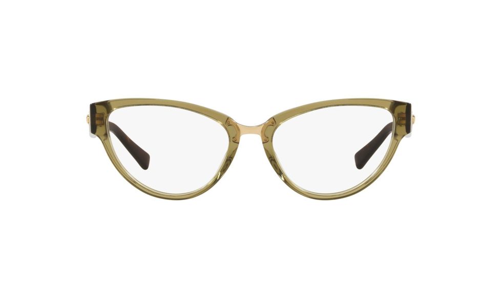 Versace VE3267 Progressive Prescription Eyeglasses, 51mm, Transparent Green, VE3267-5293-51-PRO