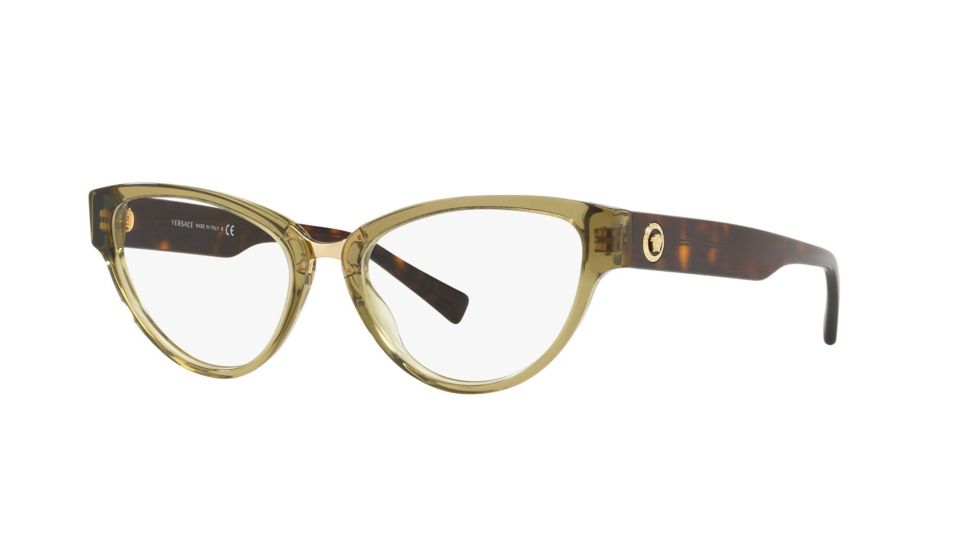 Versace VE3267 Progressive Prescription Eyeglasses, 51mm, Transparent Green, VE3267-5293-51-PRO