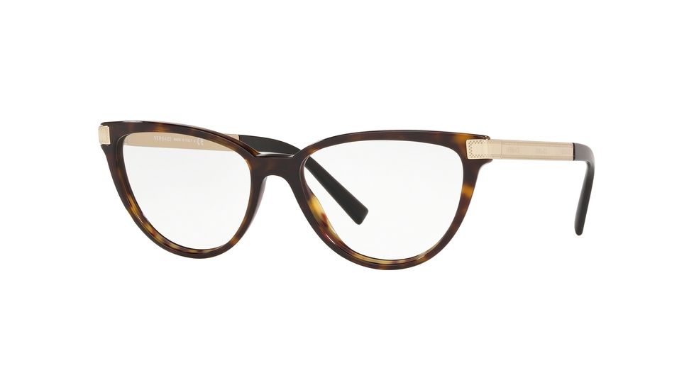 Versace VE3271 Progressive Prescription Eyeglasses, 52mm, Dark Havana, VE3271-108-52-PRO