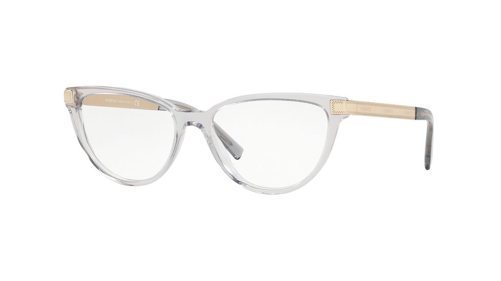 Versace VE3271 Progressive Prescription Eyeglasses, 52mm, Transparent Grey, VE3271-5305-52-PRO