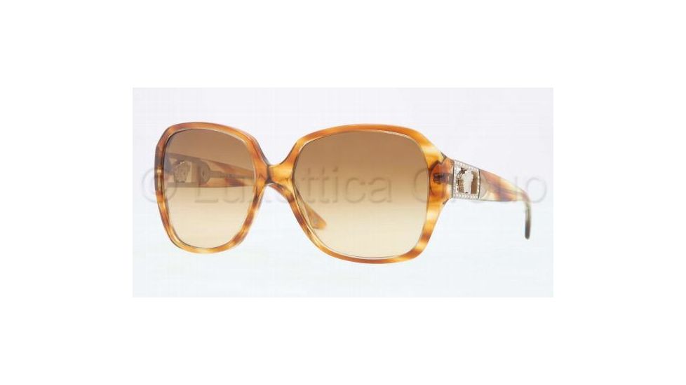 Versace VE4242B Sunglasses 50272L-5716 - Striped Honey Frame, Brown Gradient Lenses