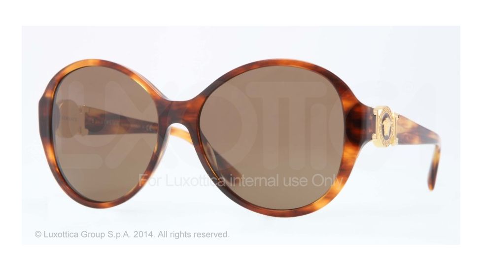 Versace VE4261 Single Vision Prescription Sunglasses VE4261-163-73-58 - Lens Diameter 58 mm, Frame Color Striped Havana