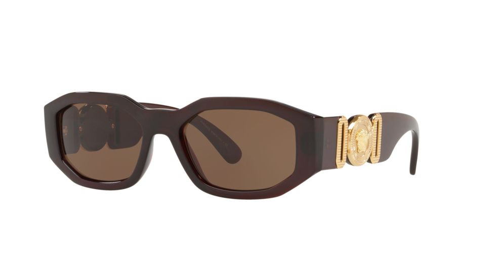 Versace VE4361 Bifocal Prescription Sunglasses, 53mm, Transparent / Red, VE4361-388-73-53-BI