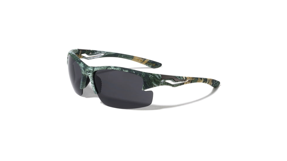 VISM Semi Rimless Temple Cutout Sunglasses, Camo Frame, Black Lens, Camo, VBP0164