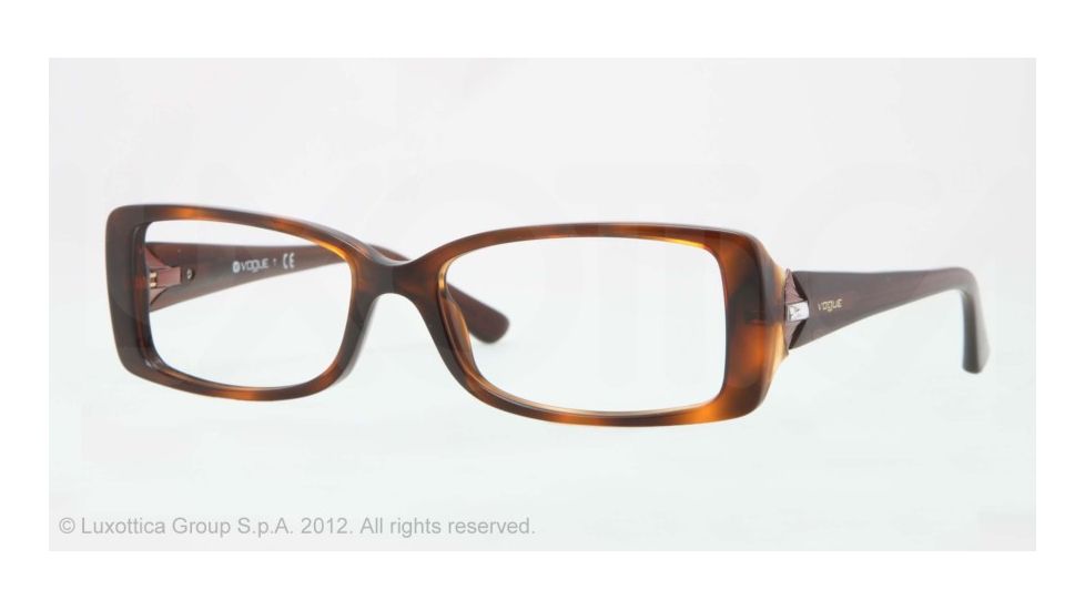 Vogue VO2807B Single Vision Prescription Eyeglasses 1553-51 - Light Havana Frame, Demo Lens Lenses