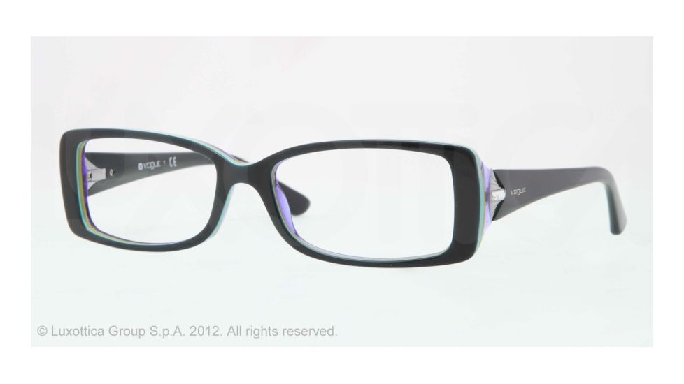 Vogue VO2807B Single Vision Prescription Eyeglasses 1989-51 - Top Petroleum Green/violet Tr Frame, Demo Lens Lenses