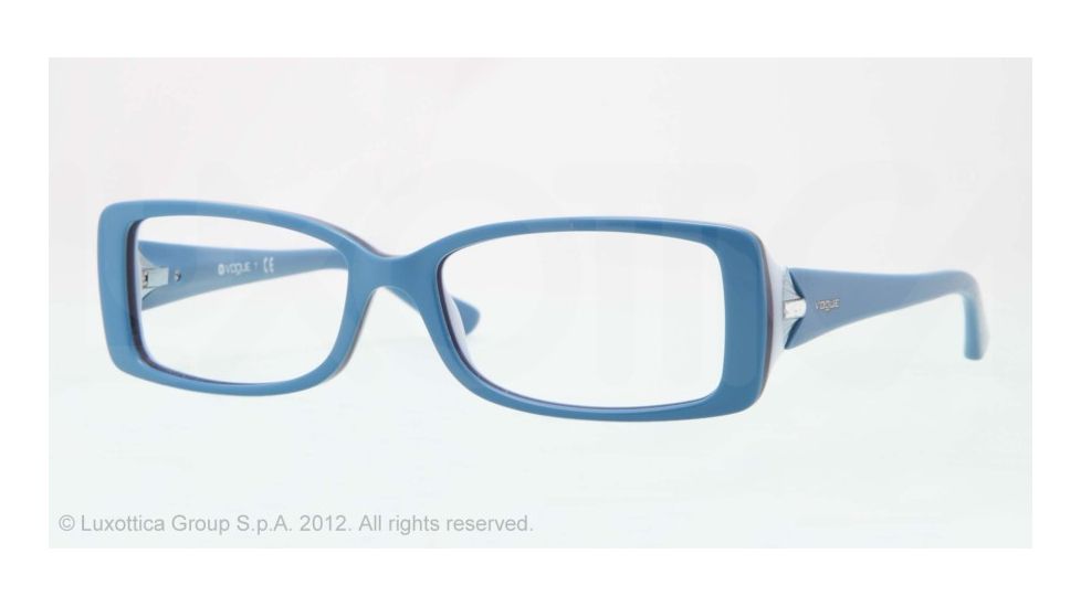 Vogue VO2807B Single Vision Prescription Eyeglasses 2075-51 - Light Blue/dark Blue/azure Frame, Demo Lens Lenses