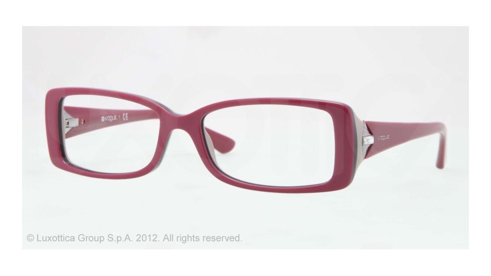 Vogue VO2807B Single Vision Prescription Eyeglasses 2076-51 - Light Violet/dark Violet/beige Frame, Demo Lens Lenses