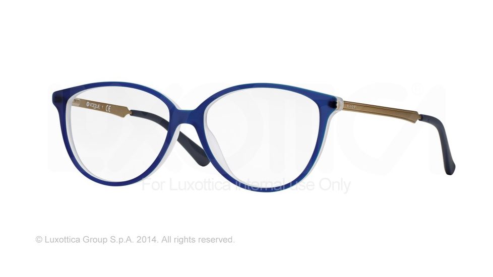 Vogue VO2866 Progressive Prescription Eyeglasses 2171S-55 - Top Matte Blue Transp Frame